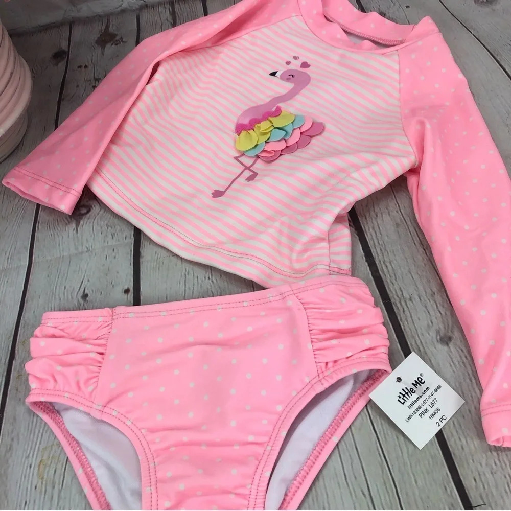 Infant Little me 2pc swimsuit Sz 18m flamingo